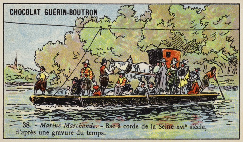 Rebfærge over floden Seinen, Frankrig af French School