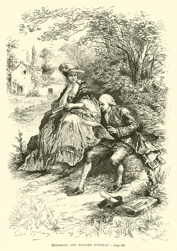 Rousseau og Madame dEpinay af French School