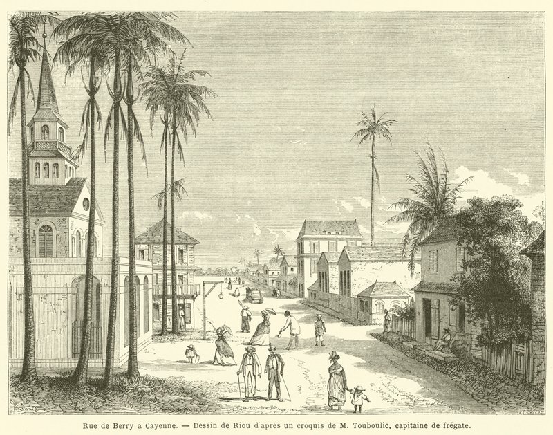 Rue de Berry a Cayenne (gravering) af French School