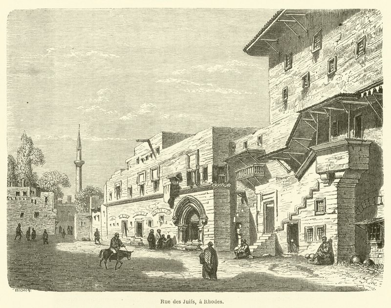 Jødernes gade på Rhodos (gravering) af French School