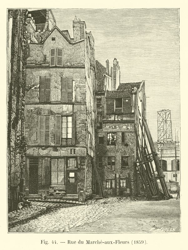 Rue du Marche-aux-Fleurs, 1859 af French School