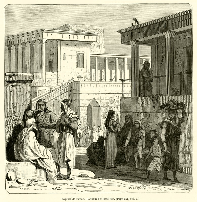 Simons visdom, israelitternes lykke (gravering) af French School
