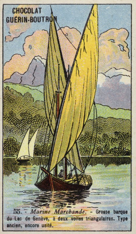 Sejlbåd ved Genevesøen (chromolitho) af French School