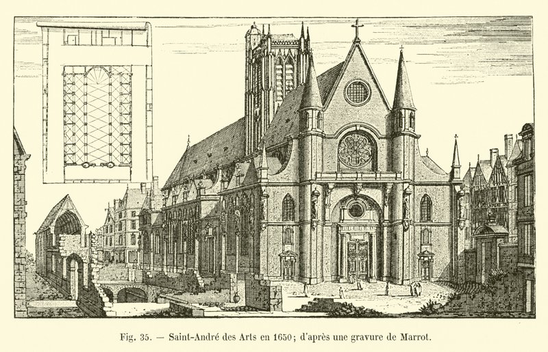 Saint-Andre des Arts i 1650; efter en gravering af Marrot af French School
