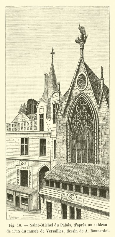 Saint-Michel du Palais, efter et maleri fra 1715 i Versailles-museet, tegning af A Bonnardot af French School