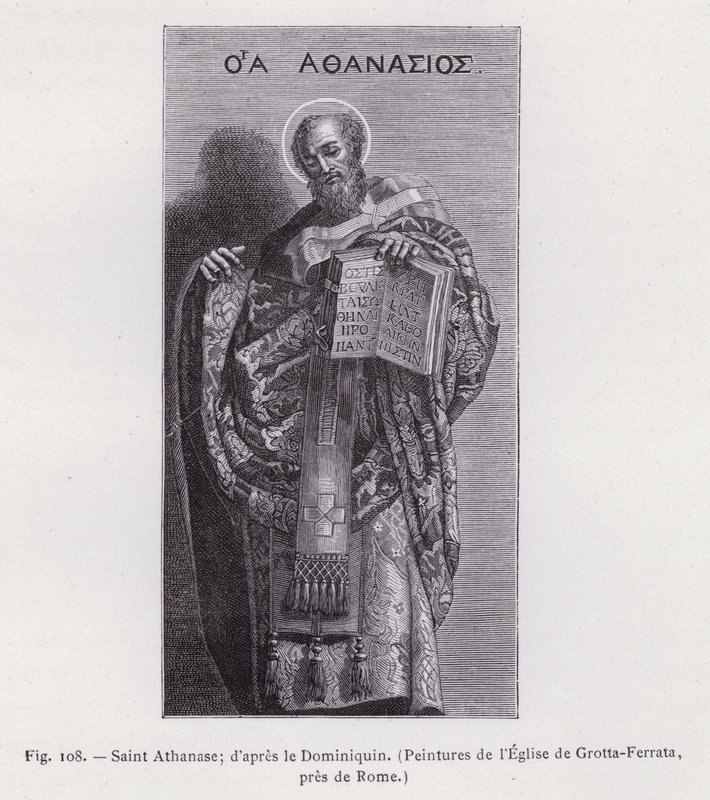 Sankt Athanasius; efter Dominichino, malerier af kirken Grotta-Ferrata, nær Rom (gravering) af French School
