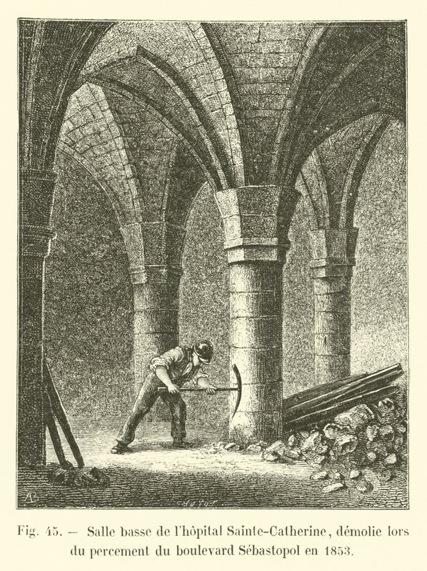 Nedre afdeling af Sainte-Catherine hospitalet, revet ned under åbningen af ​​Boulevard Sebastopol i 1853 af French School