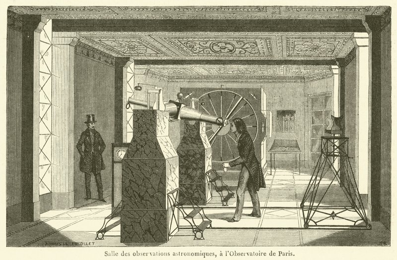 Astronomisk observationsrum, ved Paris Observatory (gravering) af French School