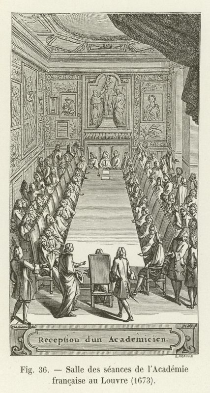 Mødelokale for det franske akademi ved Louvre, 1673 af French School