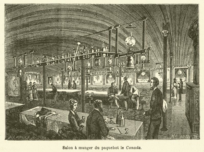 Spisestue i liner Canada (gravering) af French School