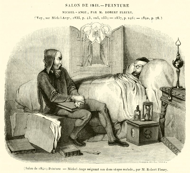 Salon fra 1841, Maleri, Michelangelo plejer sin syge tjener (gravering) af French School