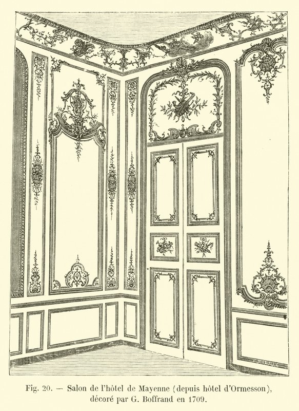 Salon af hotel de Mayenne, fra Ormesson hotel, dekoreret af G Boffrand i 1709 af French School