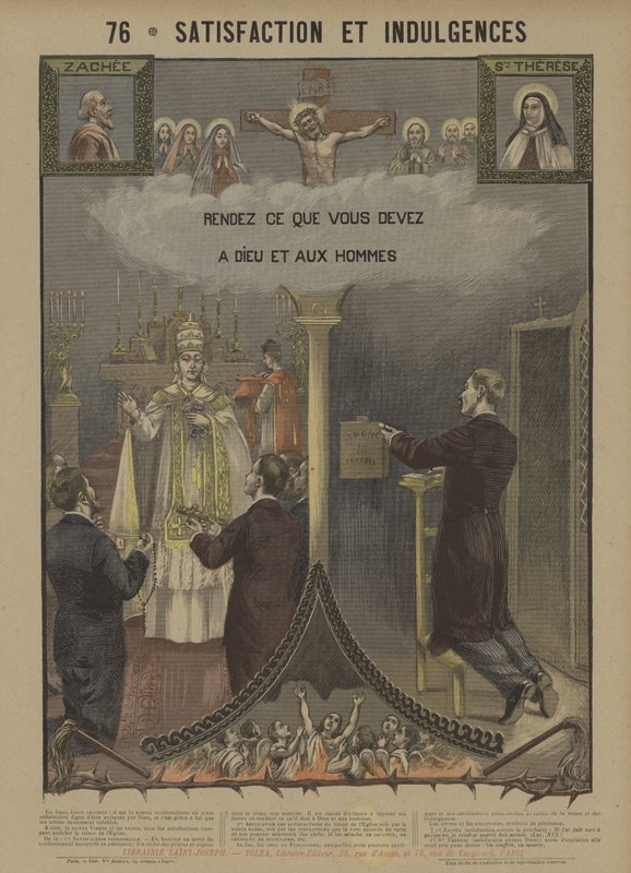 Tilfredshed og aflad (farve litho) af French School