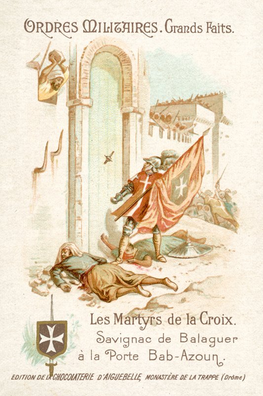 Savignac de Balaguer, fanebærer af ridderne af Malta, foran porten til Bab-Azoun, Algier af French School
