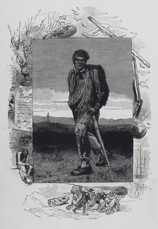 Scene fra Les Miserables, af Victor Hugo: Jean Valjean (gravering) af French School