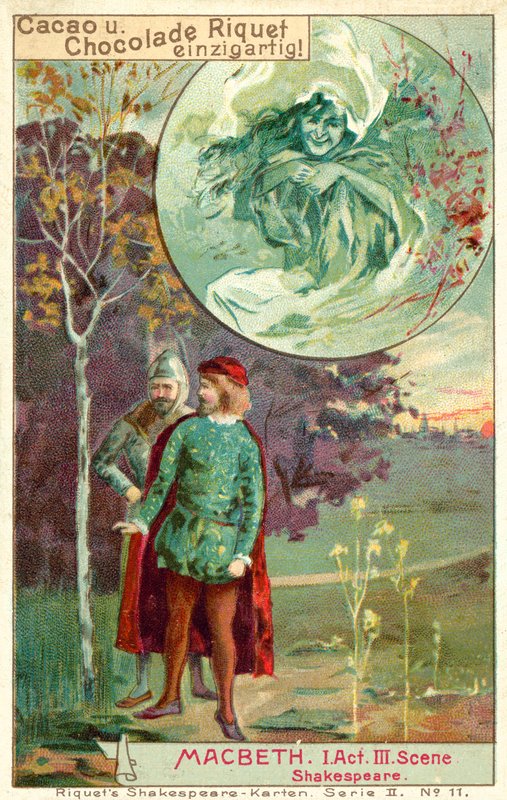 Scene fra Shakespeares skuespil Macbeth (chromolitho) af French School