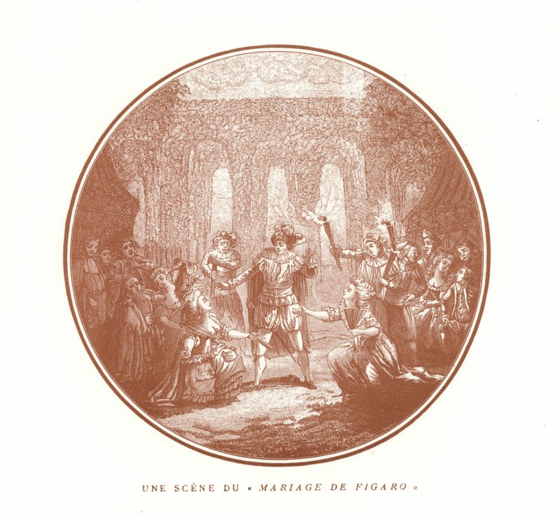 Scene fra Figaros bryllup af Wolfgang Amadeus Mozart af French School