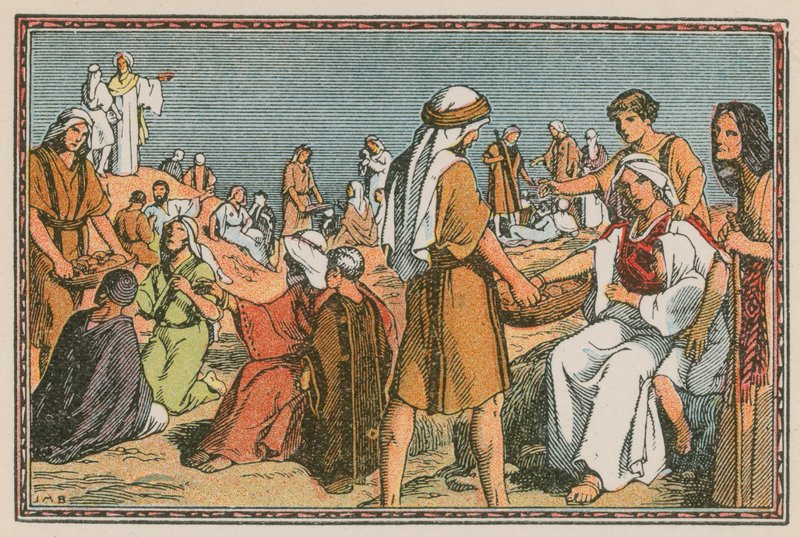 Scene fra Jesu liv (farvet indgravering) af French School