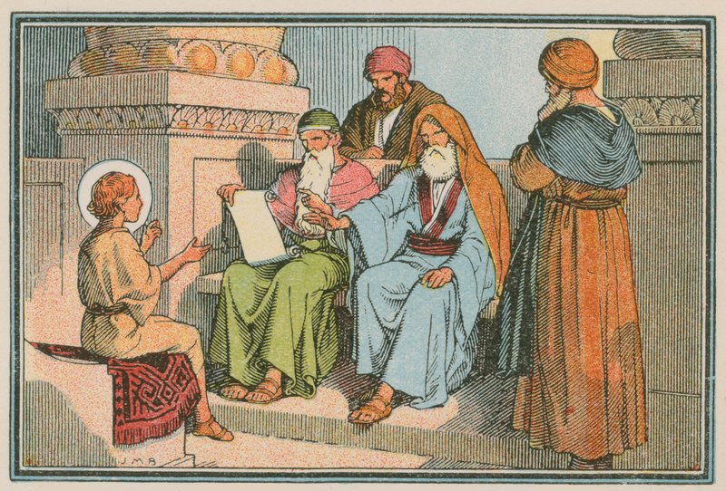Scene fra Jesu liv (farvet indgravering) af French School