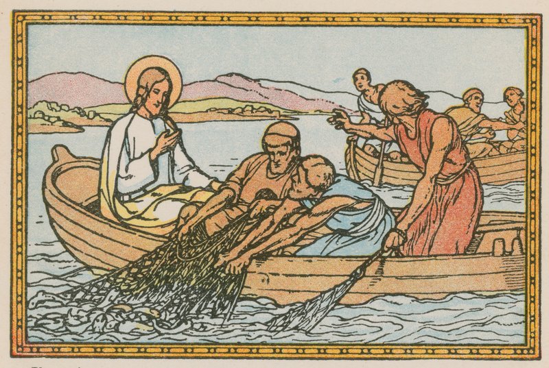 Scene fra Jesu liv (farvet indgravering) af French School