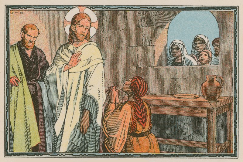 Scene fra Jesu liv (farvet indgravering) af French School