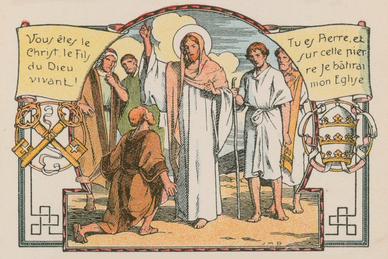 Scene fra Jesu liv (farvet indgravering) af French School
