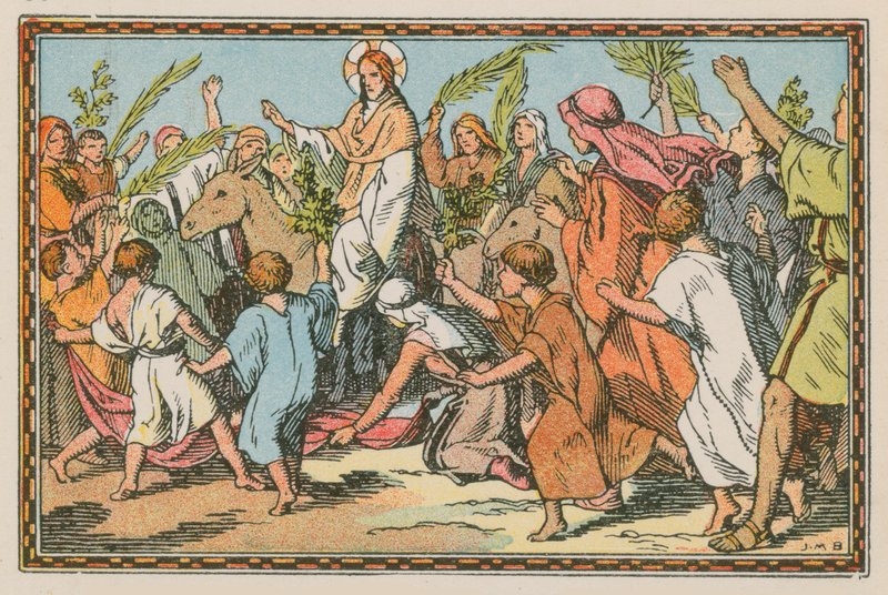 Scene fra Jesu liv (farvet indgravering) af French School