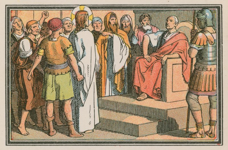 Scene fra Jesu liv (farvet indgravering) af French School