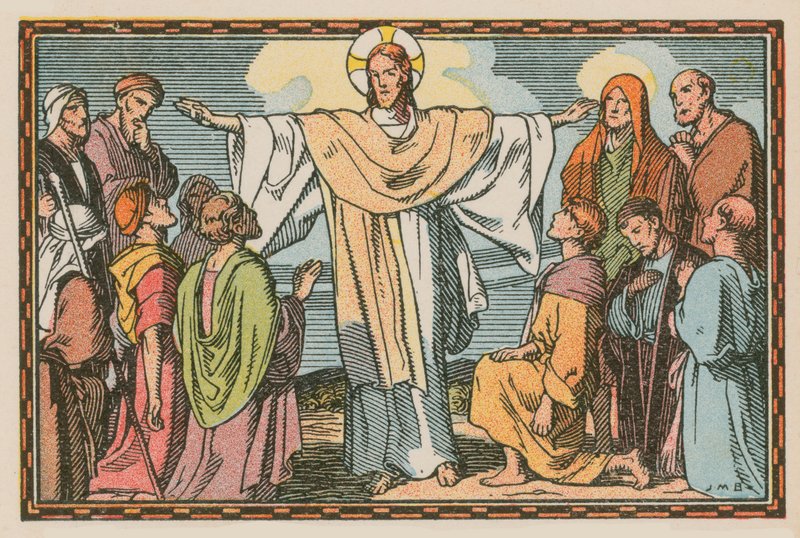 Scene fra Jesu liv (farvet indgravering) af French School