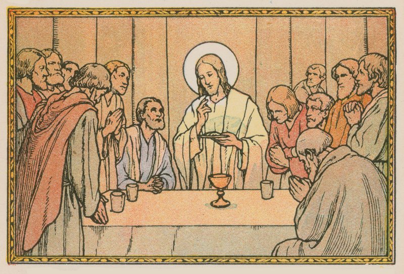 Scene fra Jesu liv (farvet indgravering) af French School
