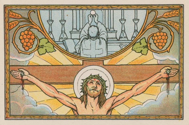 Scene fra Jesu liv (farvet indgravering) af French School