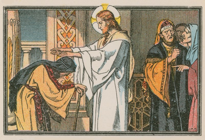 Scene fra Jesu liv (farvet indgravering) af French School