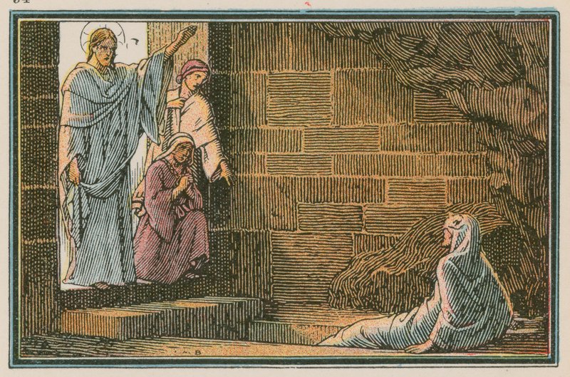 Scene fra Jesu liv (farvet indgravering) af French School