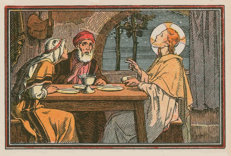 Scene fra Jesu liv (farvet indgravering) af French School