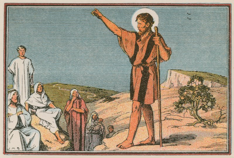 Scene fra Jesu liv (farvet indgravering) af French School