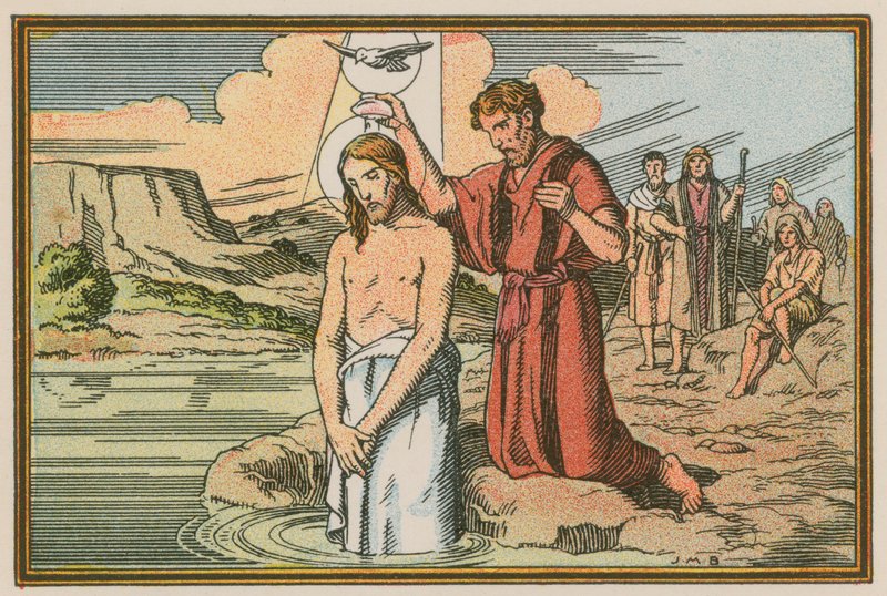 Scene fra Jesu liv (farvet indgravering) af French School