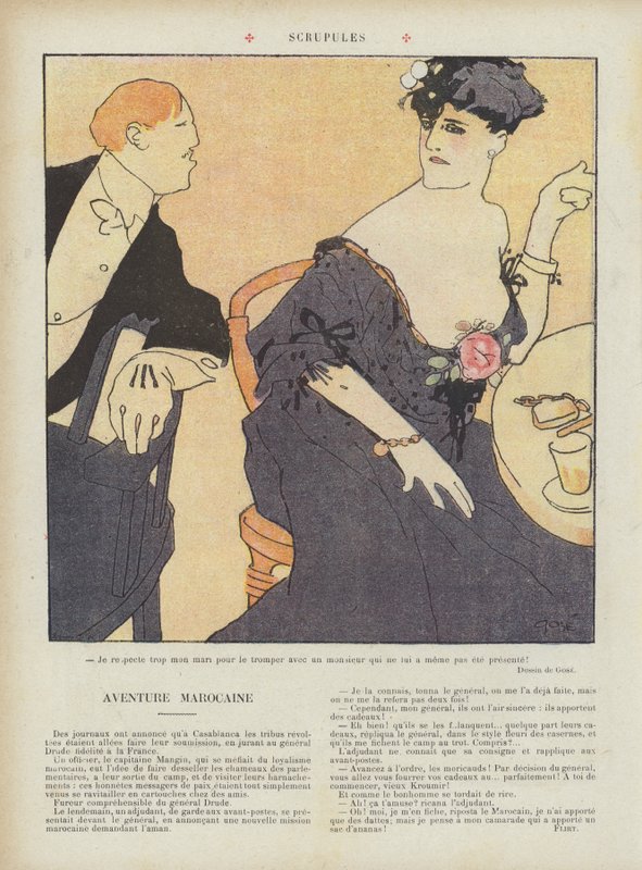 Skrupler. Illustration til Le Rire (farve litho) af French School