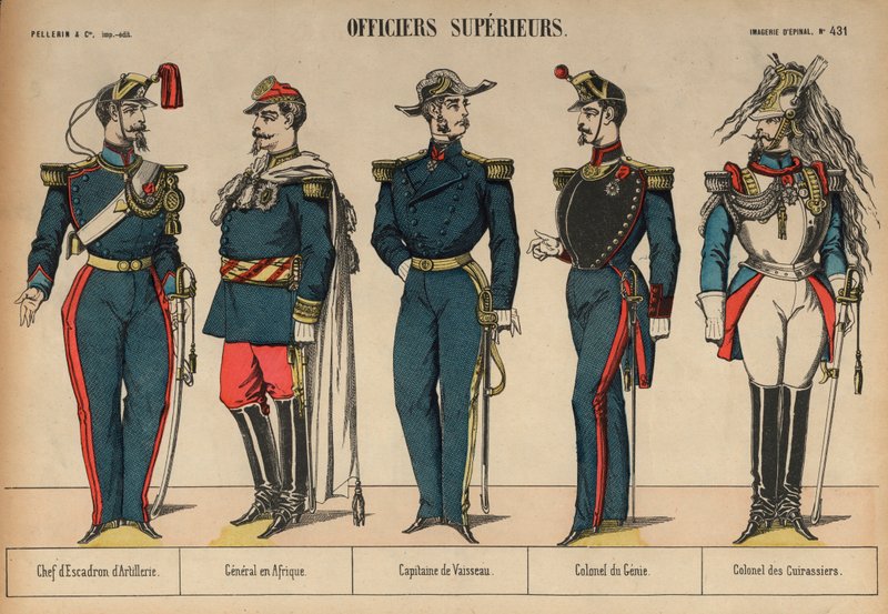 Senior franske militærofficerer (farvet indgravering) af French School