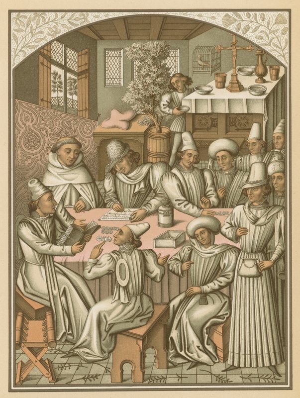 Regnskabsafregning ved broderskabet af Charite-Dieu og Notre-Dame for genoprettelsen af Rouen, 1466 af French School