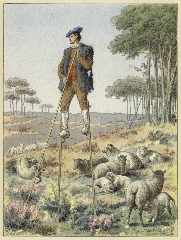 Hyrde på pæle, Landes, Frankrig af French School