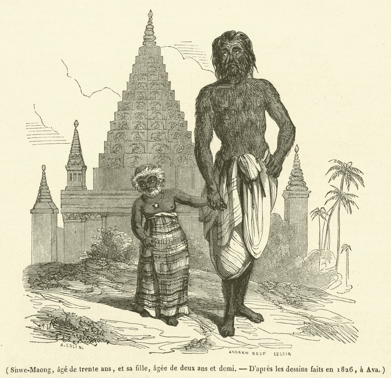 Shwe-Maung, tredive år, og hendes datter, to og et halvt år (gravering) af French School