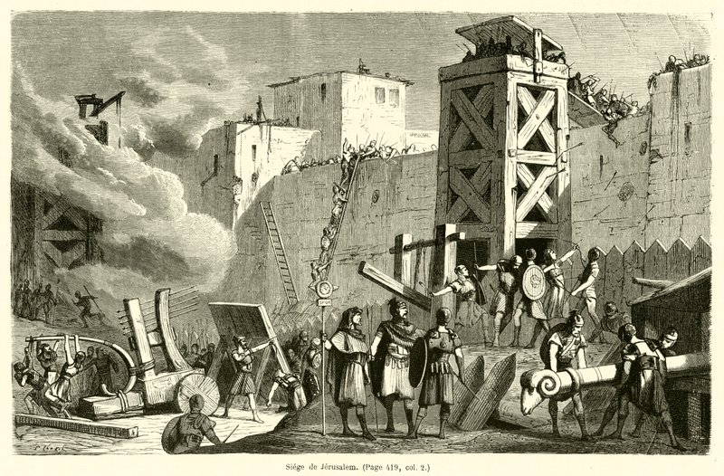 Siege de Jerusalem (gravering) af French School