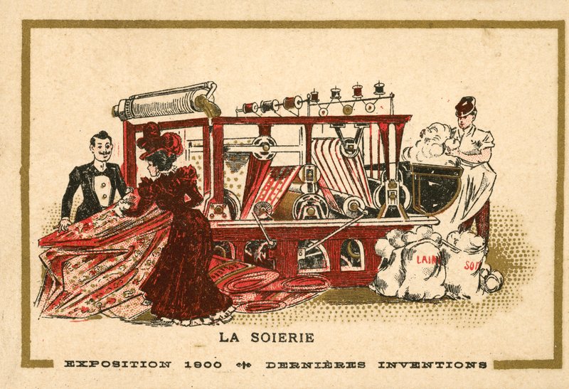 Silkefremstilling (chromolitho) af French School