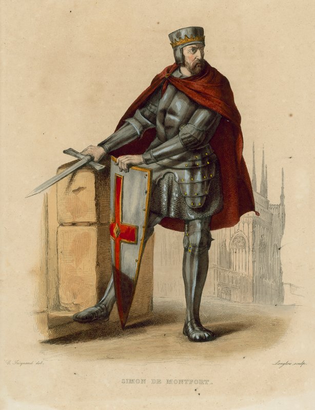 Simon de Montfort (farvet gravering) af French School
