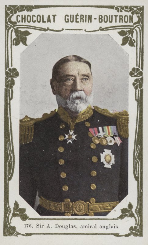 Sir A Douglas, engelsk admiral (farvet foto) af French School