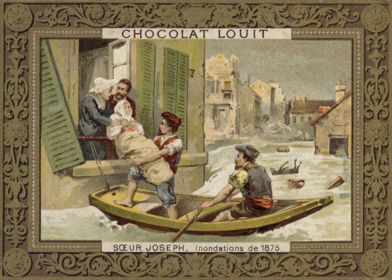 Søster Joseph hjælper med at redde mennesker i oversvømmelserne i 1875 af French School
