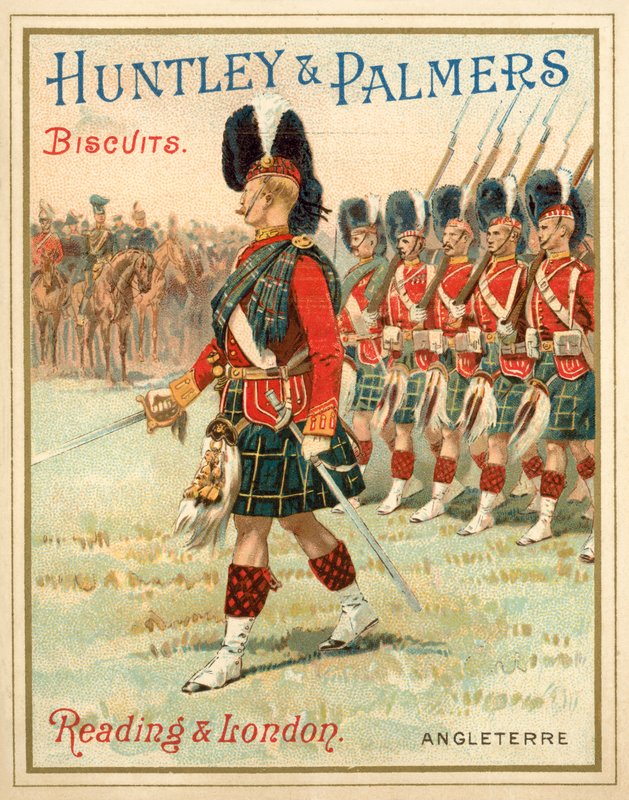 Soldater fra et højlandsregiment i parade (chromolitho) af French School