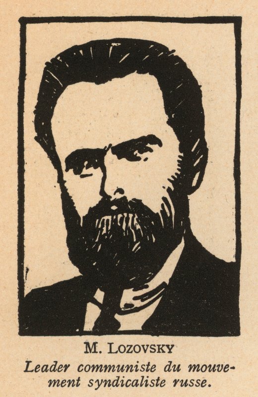 Solomon Lozovsky, russisk bolsjevikisk revolutionær og sovjetisk politiker, generalsekretær for Den Røde Internationale Arbejderunion (Profintern) (litografi) af French School