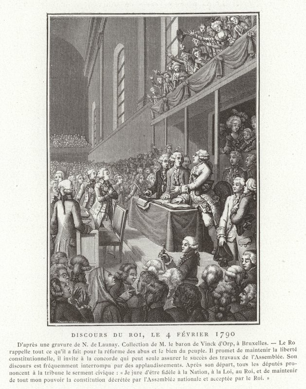 Tale af kong Louis XVI af Frankrig til nationalforsamlingen, den franske revolution, 4. februar 1790 af French School