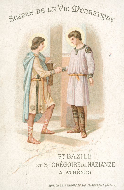 Basil og Skt. Gregor af Nazianzus i Athen (chromolitho) af French School